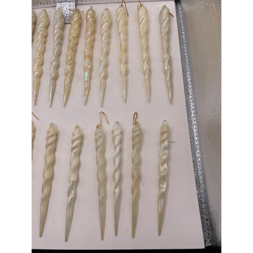Set of 25 Iridescent Twisty Icicle Christmas Ornaments Hanging Decor - Picture 6 of 8